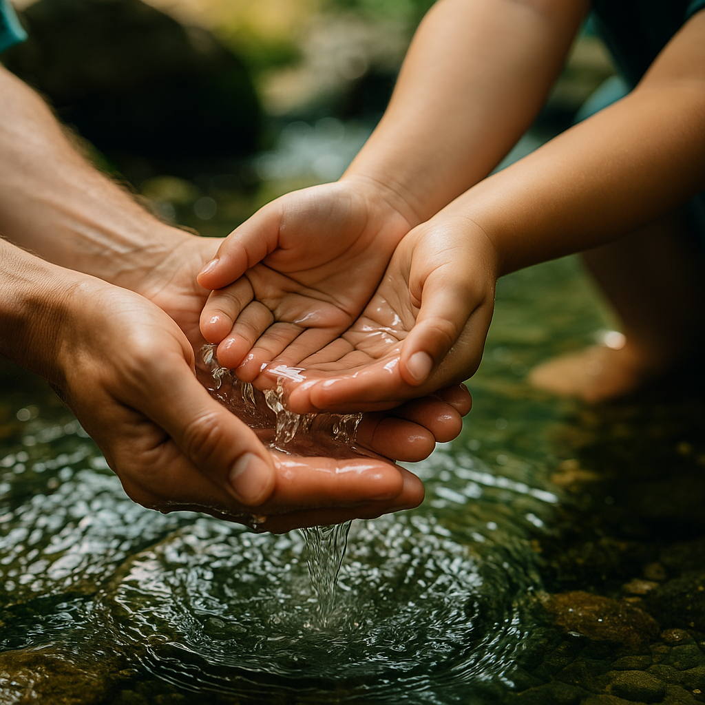 Hände schöpfen erfrischendes Wasser Vitalität Zellgesundheit Epigenetik